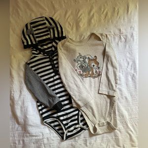 Lot of 2 Long Sleeve Unisex Onesies, Size 24M